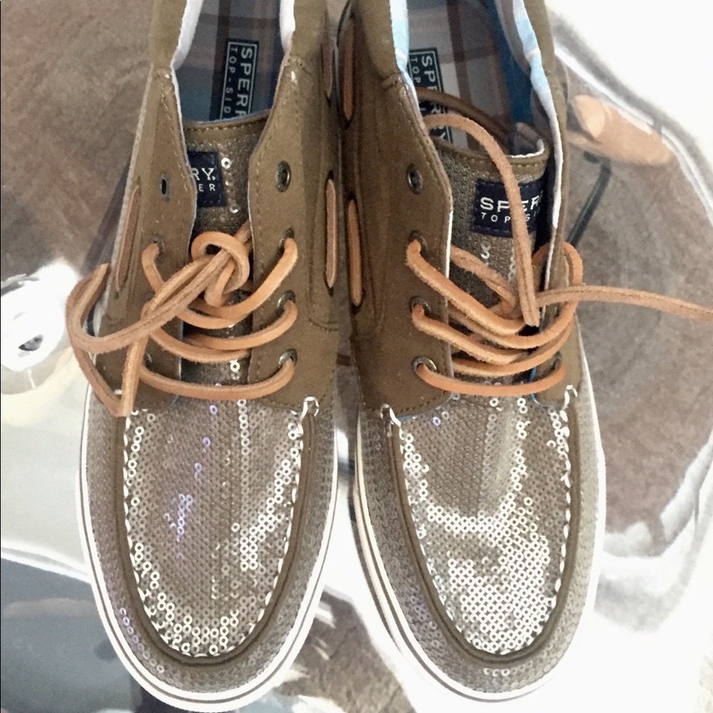 Sperry Top Sider Betty Olive Green Jersey sequin